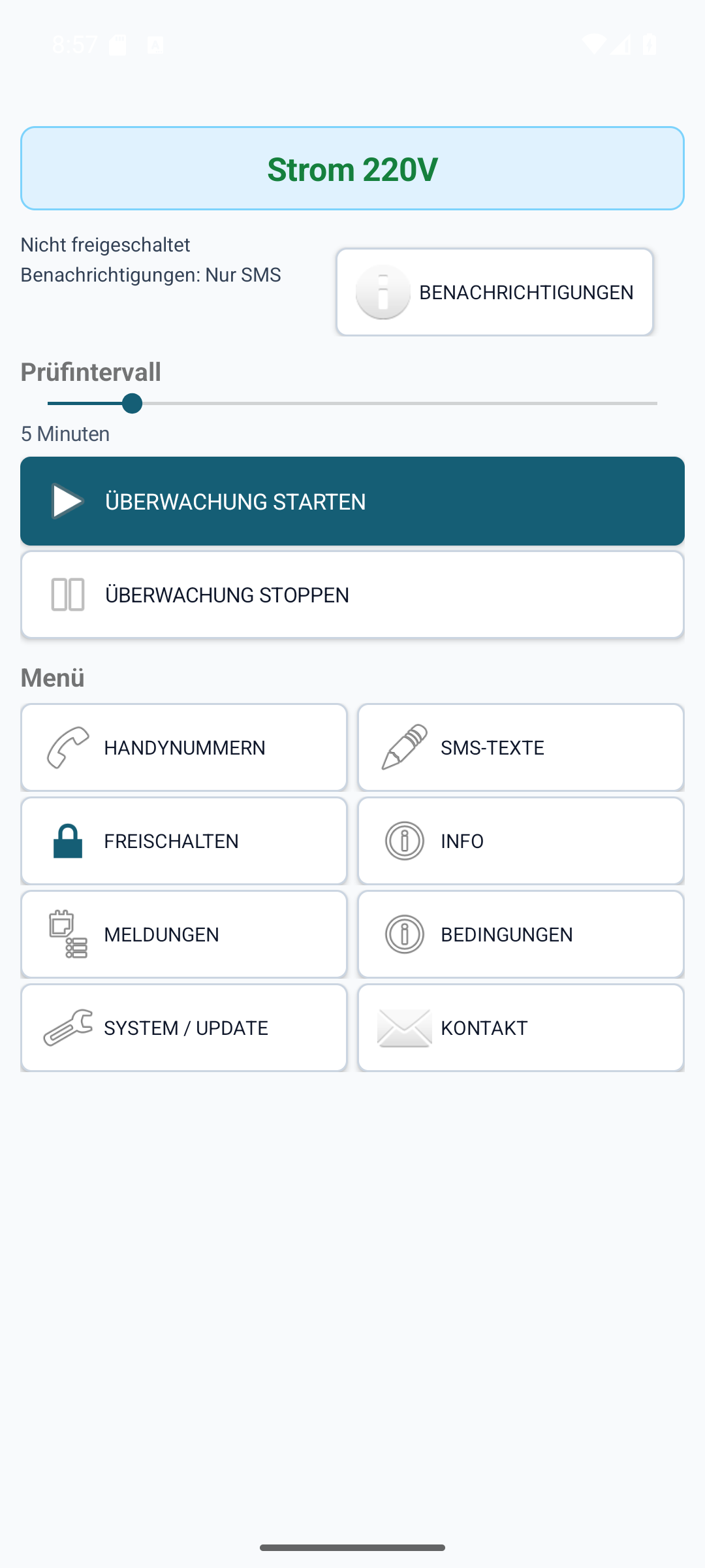 Originale StromPing Startseite der Version 1.1.27