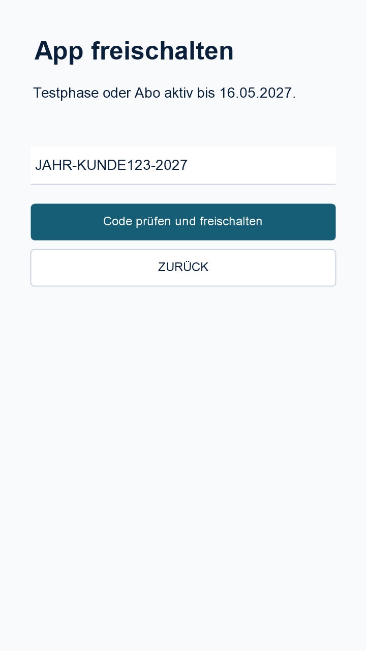 Freischaltcode in StromPing eingeben