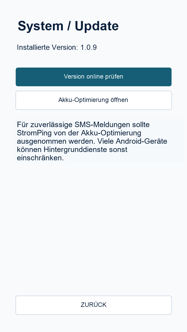 StromPing System Update und Akku Optimierung