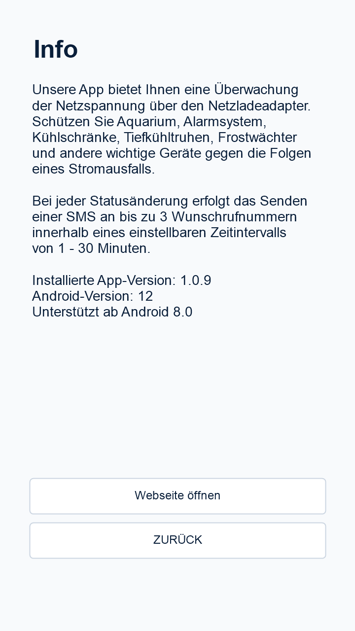 StromPing Infoseite mit Einsatzmöglichkeiten